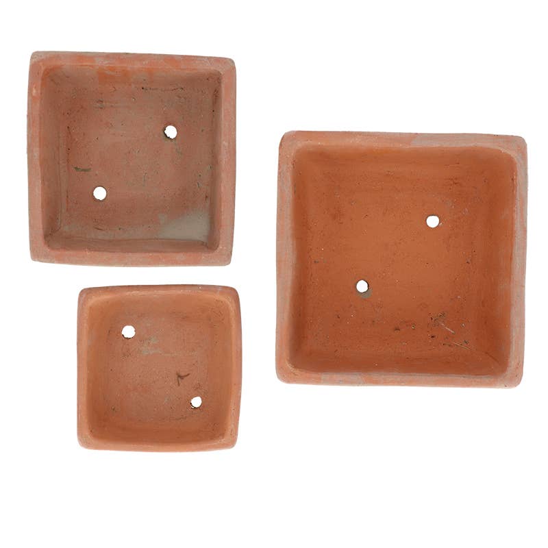 Esschert Design USA - Wholesale Plant Pot - Aged Terracotta Set of 3 Square Flower Pots2