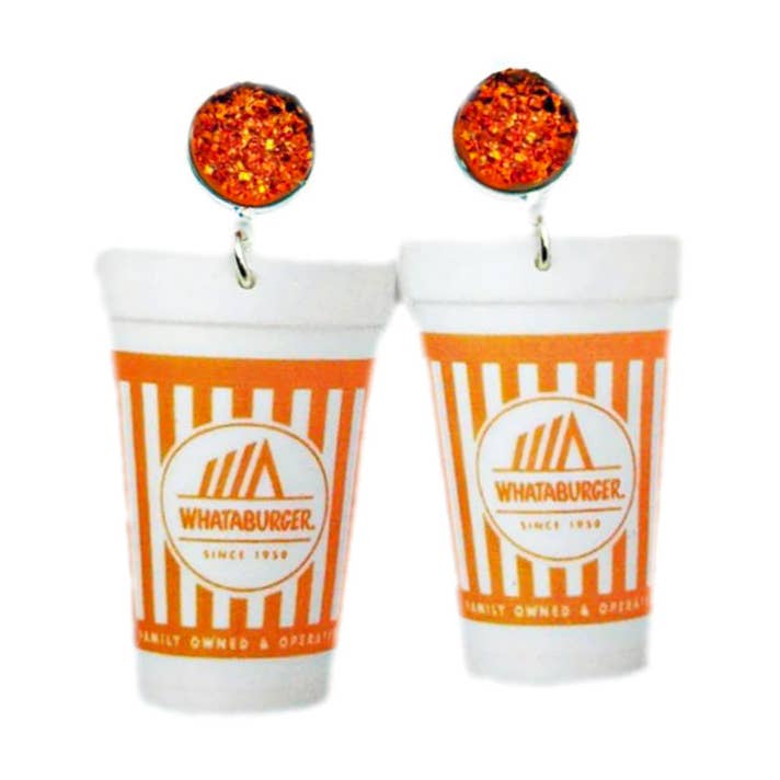 THE ACCESSORY SCOUT - Wholesale Dangle Earrings - Scout Celebration Whataburger Drink Dangle Earrings0