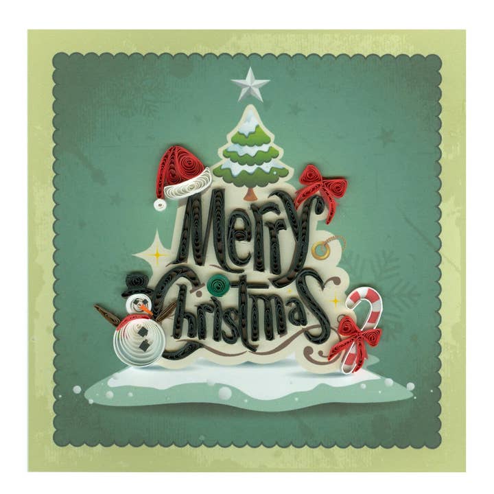 Merry Christmas Quilling Card for wholesale by Blue Bird Cards