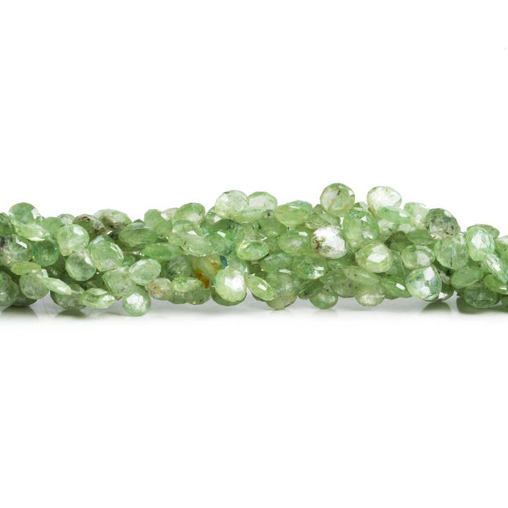 The Bead Traders - Wholesale Beads - 5-6mm Green Kyanite Faceted Hearts 7.5 inch 55 beads