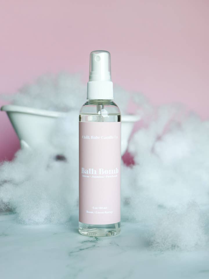 Bath Bomb Room & Linen Spray | Citrus + Jasmine + Pachouli for wholesale by Chill, Babe Candle Co