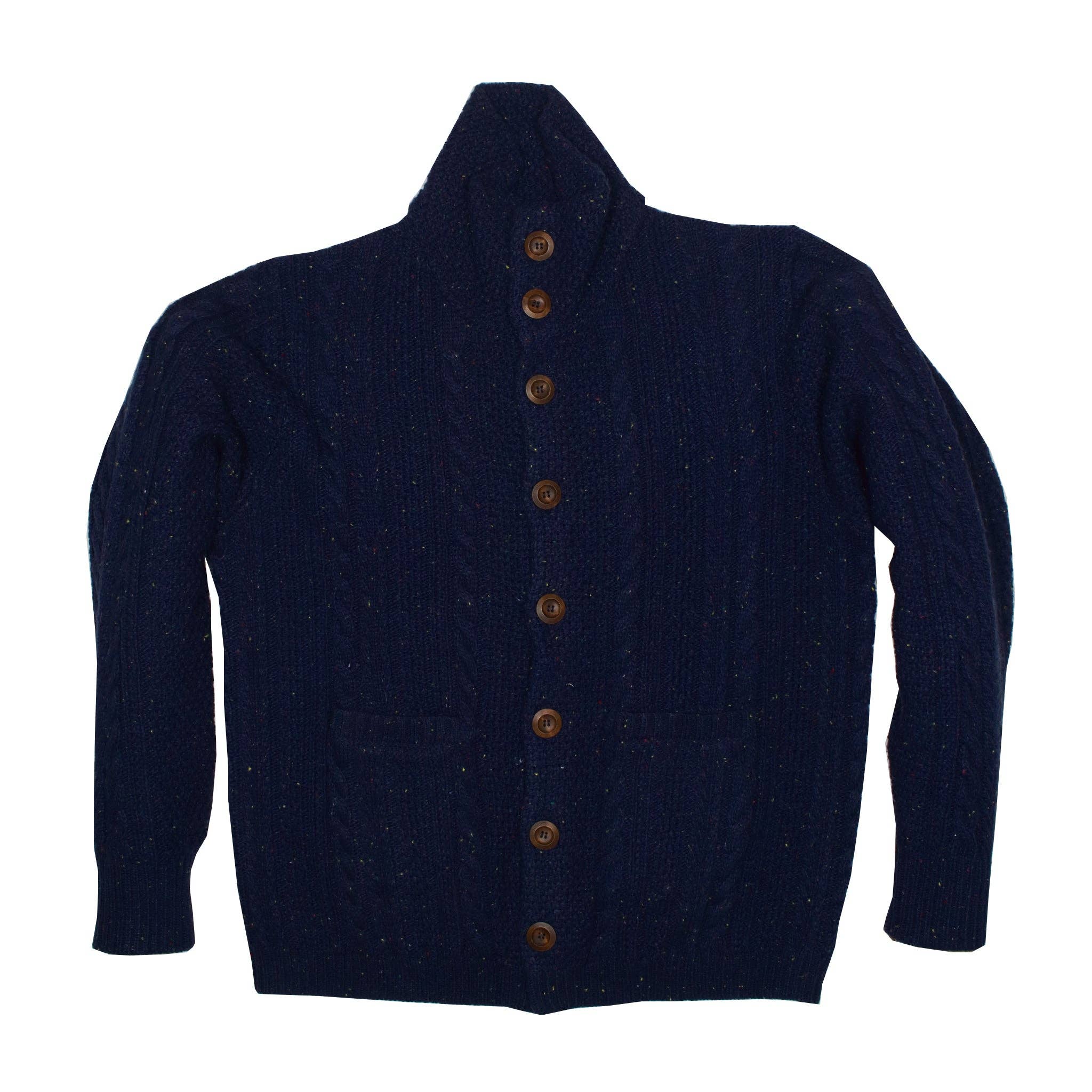 DIBI - Wholesale Cardigan - Men's - Navy Donegal Cardigan Sweater1