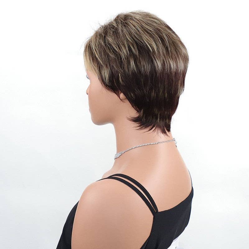 FurDecoration – Großhandel Perücke/Haarteil – Kurze lockige synthetische Perücke mit Kappe3