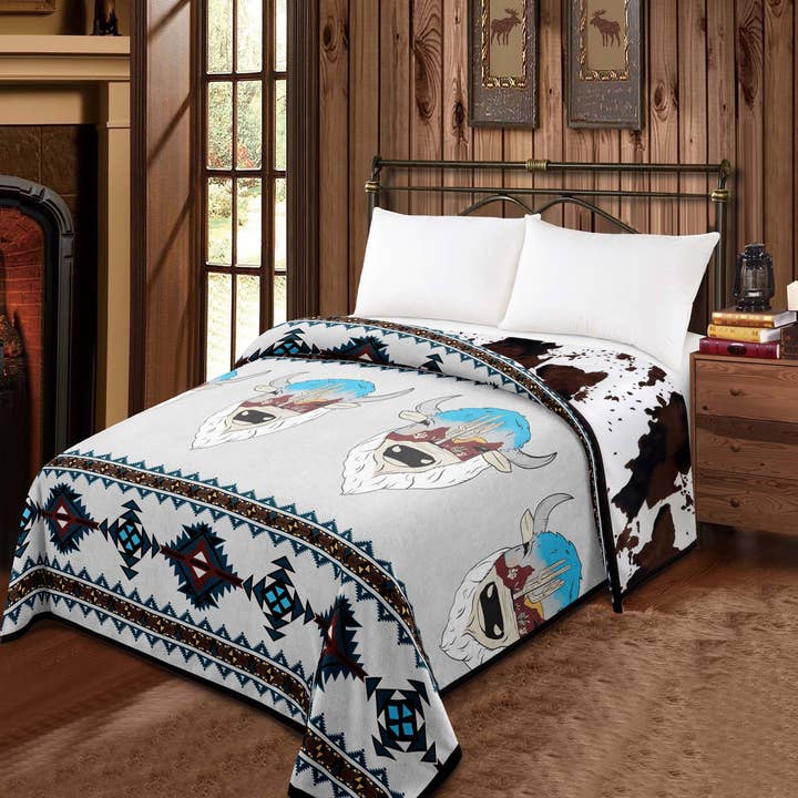 Western Linens – wholesale Filtar – Buffalo Skies - Ko-tryck Mia Vändbar 2-designfilt