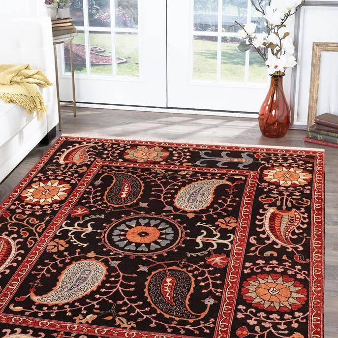 Eclectisch Ziegler Ray Zwart/Rood Wol Vloerkleed - 250 cm x 310 cm voor wholesale door Arshs Fine Rugs