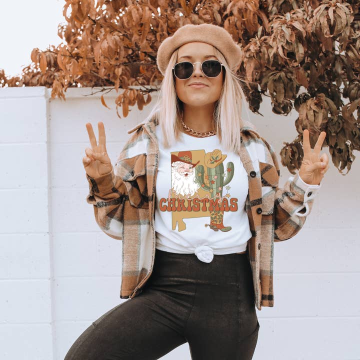 Merry Christmas States Tee for wholesale by Hello Sunshine Boutique