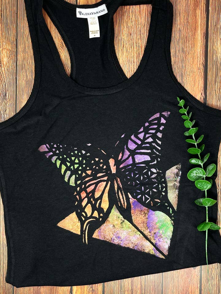 Butterfly Hand Painted Women's Yoga Tank for wholesale by Third Wolf Designs