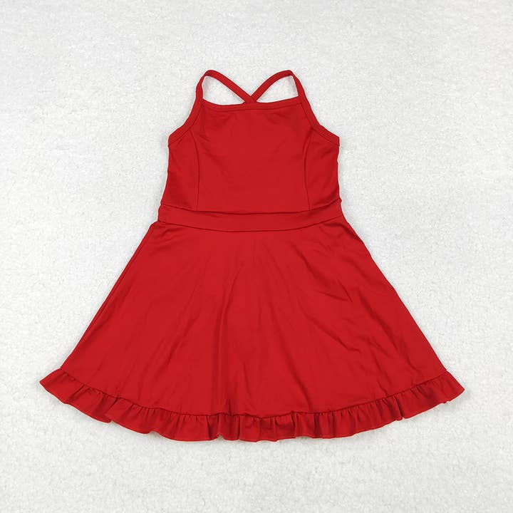 Baby Girls Red Athletic Active Wear Knee Length Dresses for wholesale by Aier Wholesale