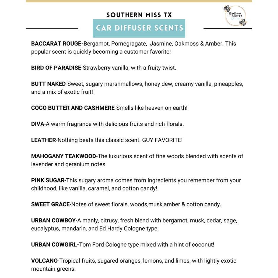 Southern Miss Tx - Wholesale Car Freshener - Women's - Wholesale -Glass Car Diffusers-QUICK SHIP 1-2 BUSINESS DAYS Air Freshener1