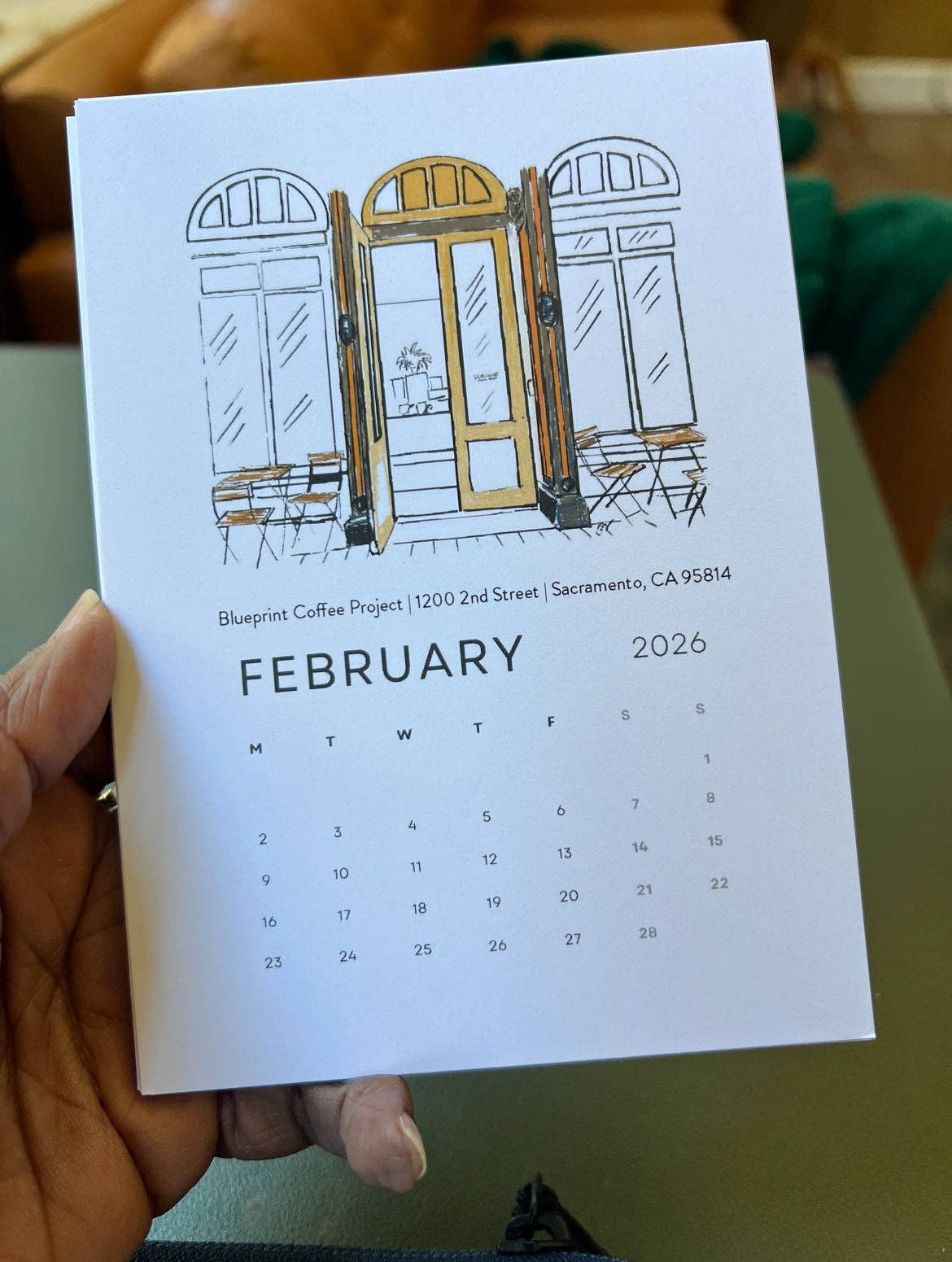 PriyaOriginalsArt - Wholesale Calendar - Sacramento's Third Places 2026 Desktop Calendar + easel2