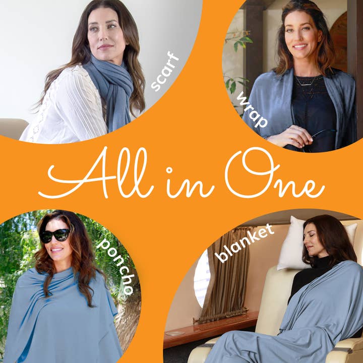 HappyLuxe - Wholesale Omslagdoek - Dames - The Wayfarer draagdoek en sjaal voor op reis | Serenity Blue5