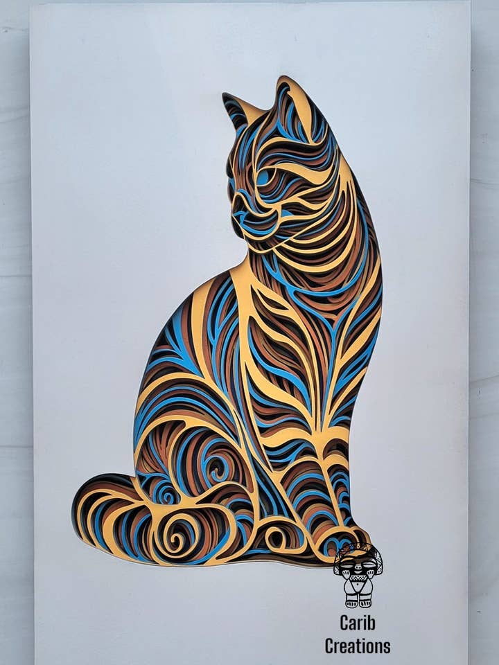 Silhueta de Gato em Camadas Múltiplas por atacado de Carib Creations LLC