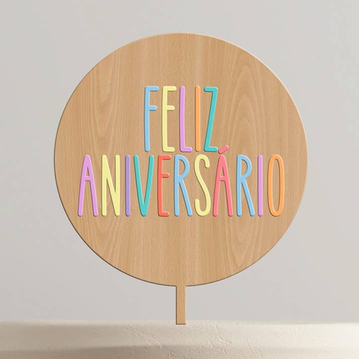 Feliz Aniversário tårtdekoration i MDF + Pastellakryl för wholesale av Adorei