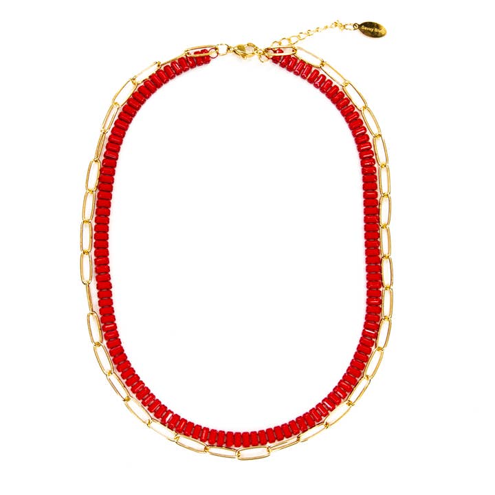 Savvy Bling - Wholesale Link & Chain Necklace - Enamel 16+ Colors Baguette & Paperclip Chain Link Necklace14