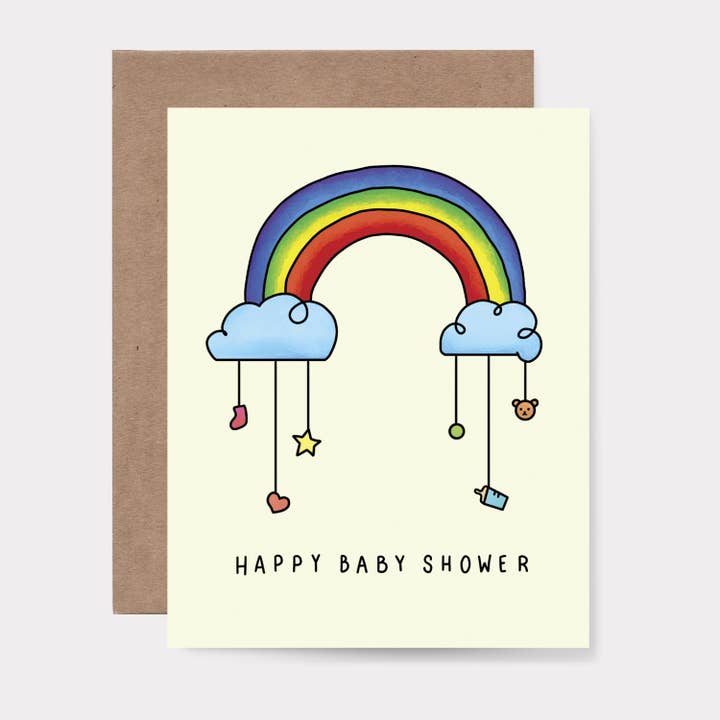 Carte de vœux arc-en-ciel pour une baby shower heureuse pour la vente par Bring Aloha