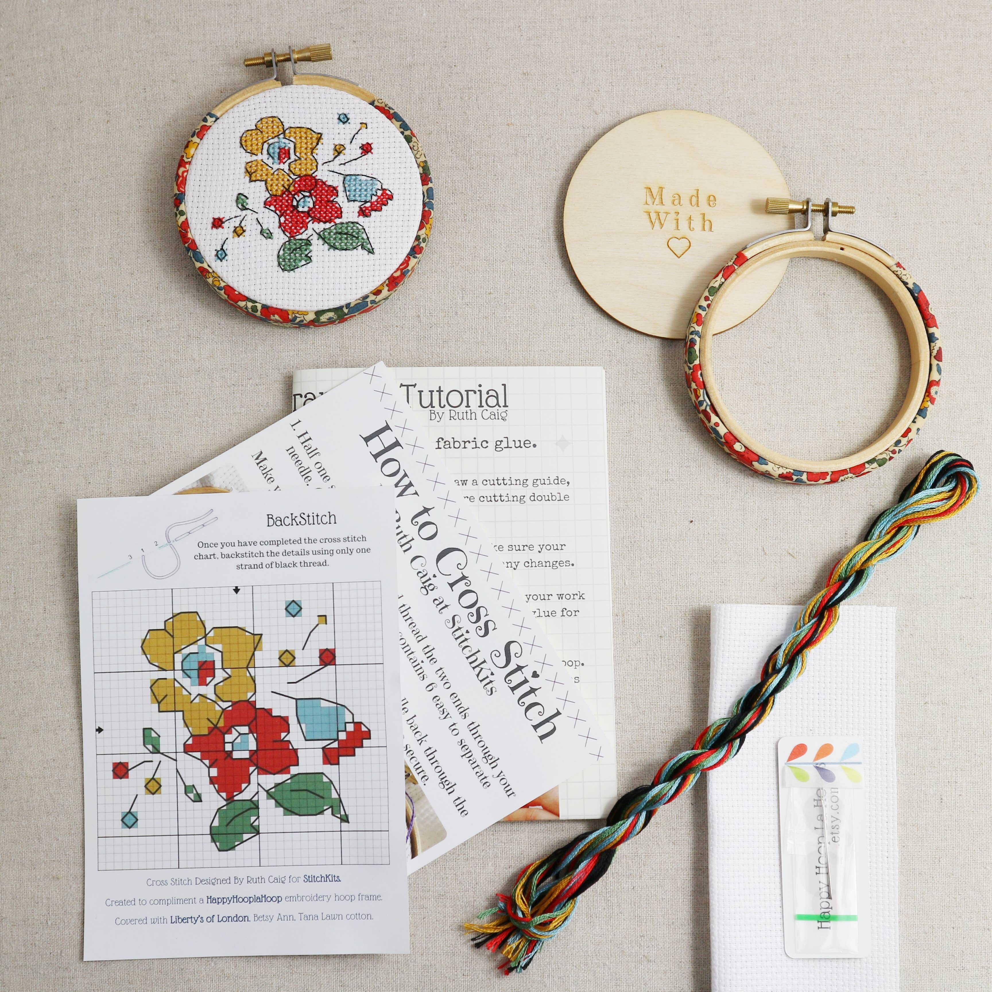 Stitchkits Crafts - Wholesale Embroidery/Cross Stitch Supplies - Floral Cross Stitch Kit Embroidery Hoop Kits. 2