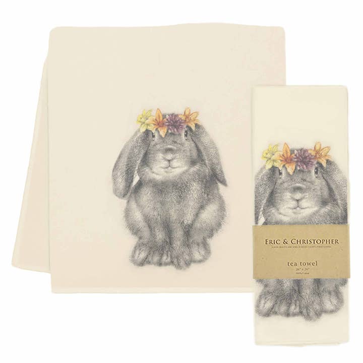 "Floofers" the Easter Bunny Tea Towel for wholesale by Eric & Christopher