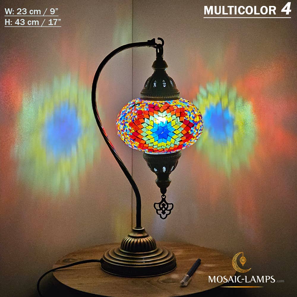 Mosaic Lamps - Wholesale Accent/Desk Lamp - 10+Colors - Gooseneck Large Globe Mosaic Table Lamp, Turkish36