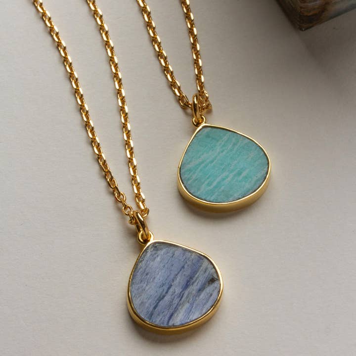 Luna Norte – Colar pingente/pendente por atacado – Colar Medalhão Longo Bohemian - Cianite2