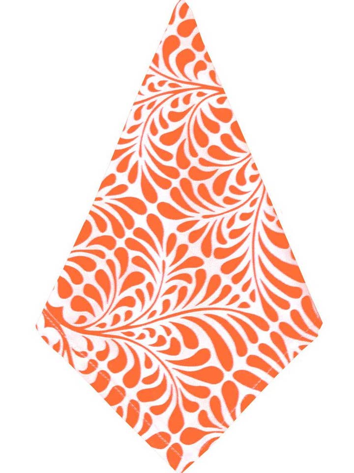 serviettes de table en tissu imprimé orange fougère pour la vente par Hen House Linens