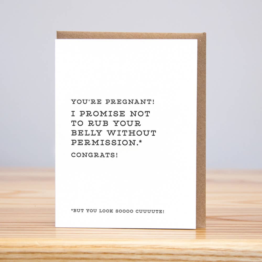 Huckleberry Letterpress - Wholesale Congratulations card - Belly Rub Pregnancy Congrats (Letterpress)