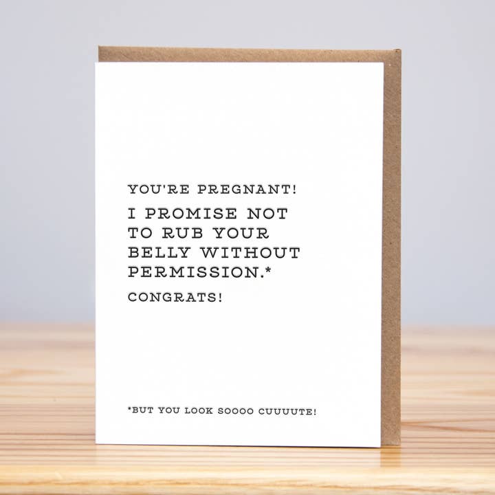 Huckleberry Letterpress - Wholesale Congratulations card - Belly Rub Pregnancy Congrats (Letterpress)0