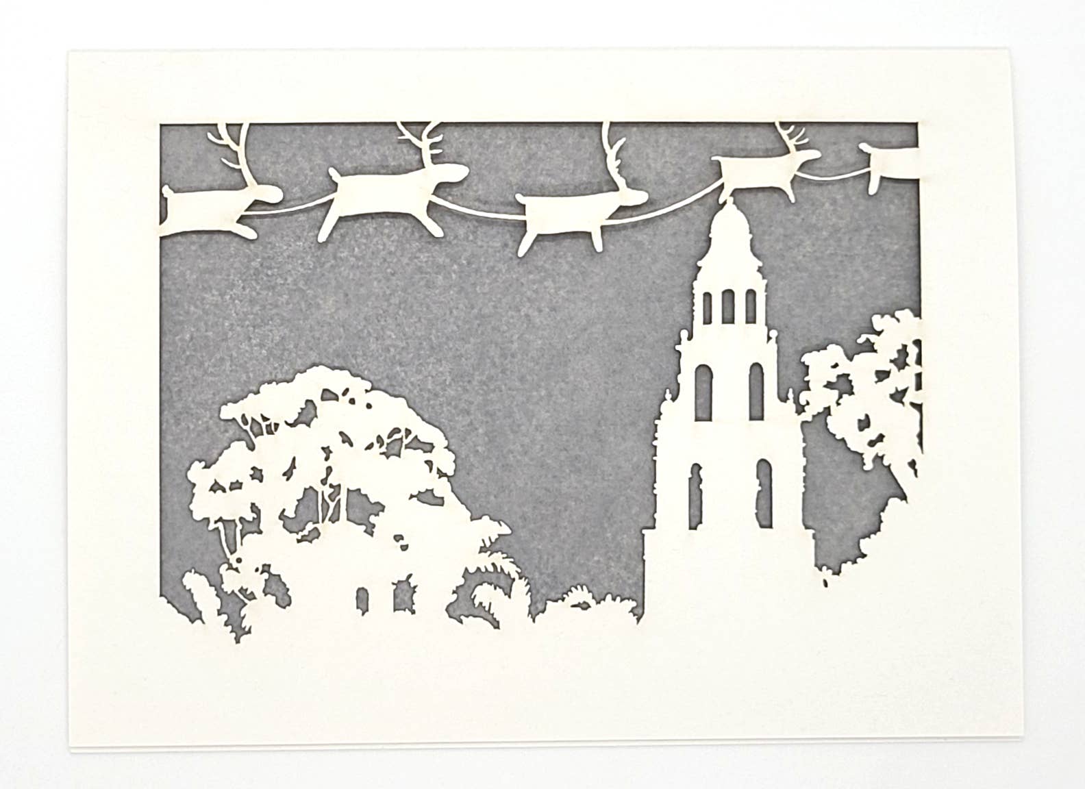 two hermanas – Großhandel Weihnachtskarte – Weihnachtsgrußkarte „Rentier over Balboa's Tower“2