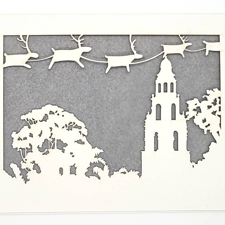 two hermanas – Großhandel Weihnachtskarte – Weihnachtsgrußkarte „Rentier over Balboa's Tower“2