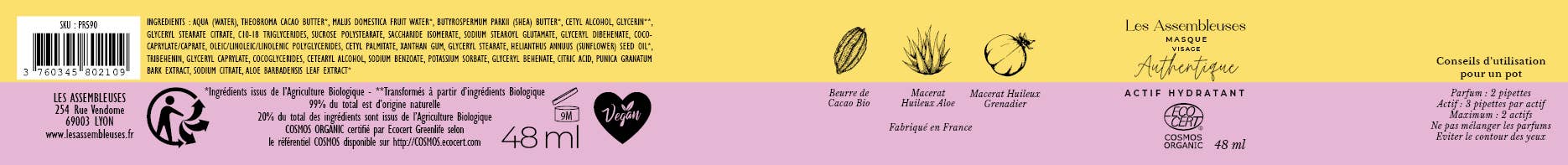 Les Assembleuses – Máscara facial por atacado – Máscara Autêntica - Tamanho para Revenda - 48 ml - Orgânica2