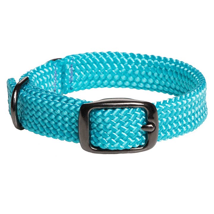 Double Braid Jr halsbanden - 9/16" breed met Black Ice Hardware voor wholesale door Mendota Pet