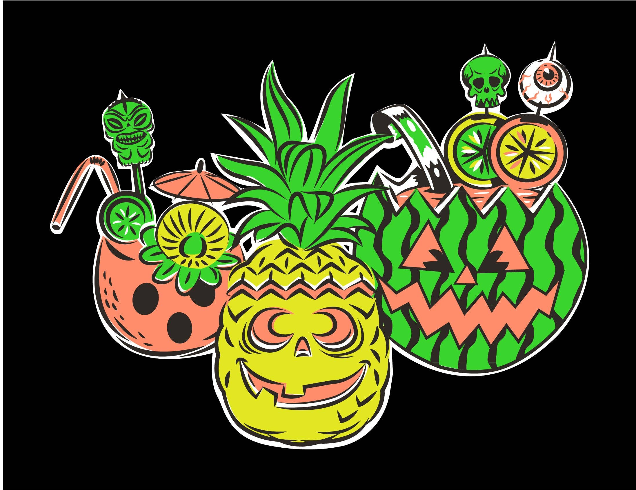 Sweet Siren Designs - Wholesale Lapel Pin/Button - Summerween Tropical Halloween Enamel PIN3