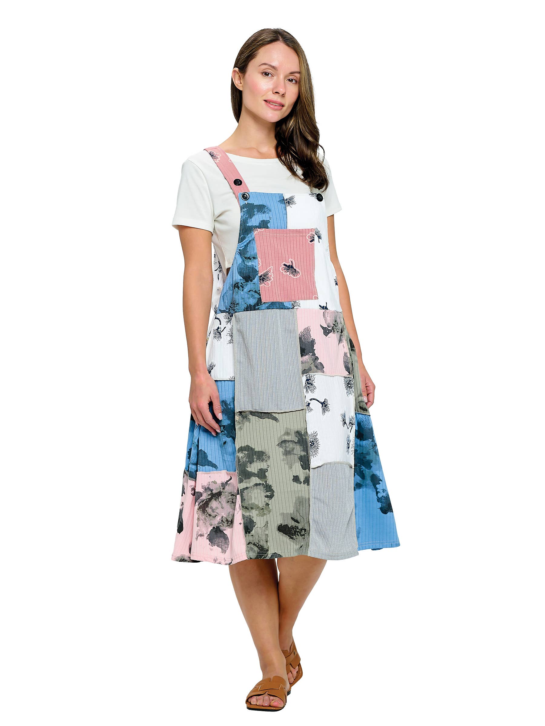 Multi Vestido Peto de Parches Florales de venta al por mayor en Faire1