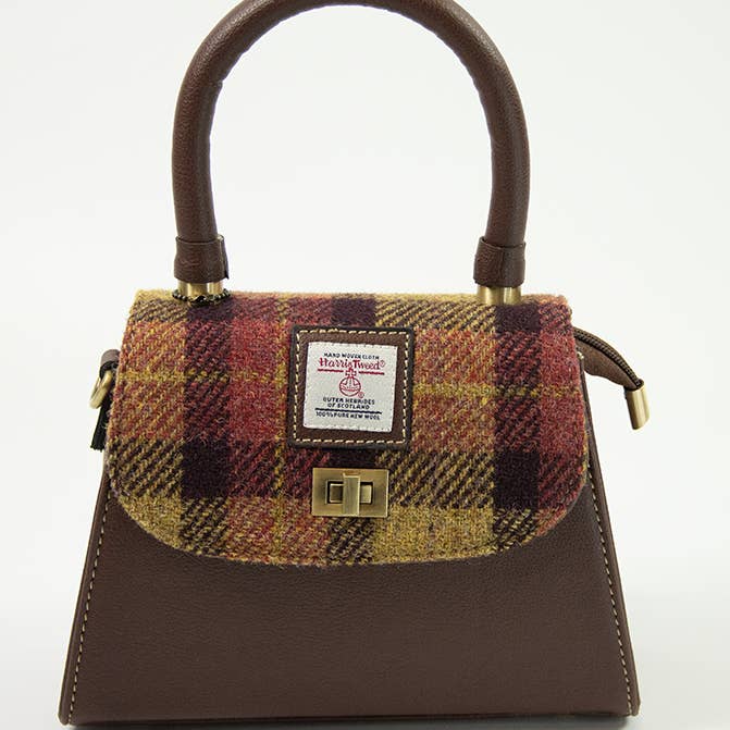 Harris Tweed Small Satchel Bag DPX-07/Brown for wholesale by MANAV
