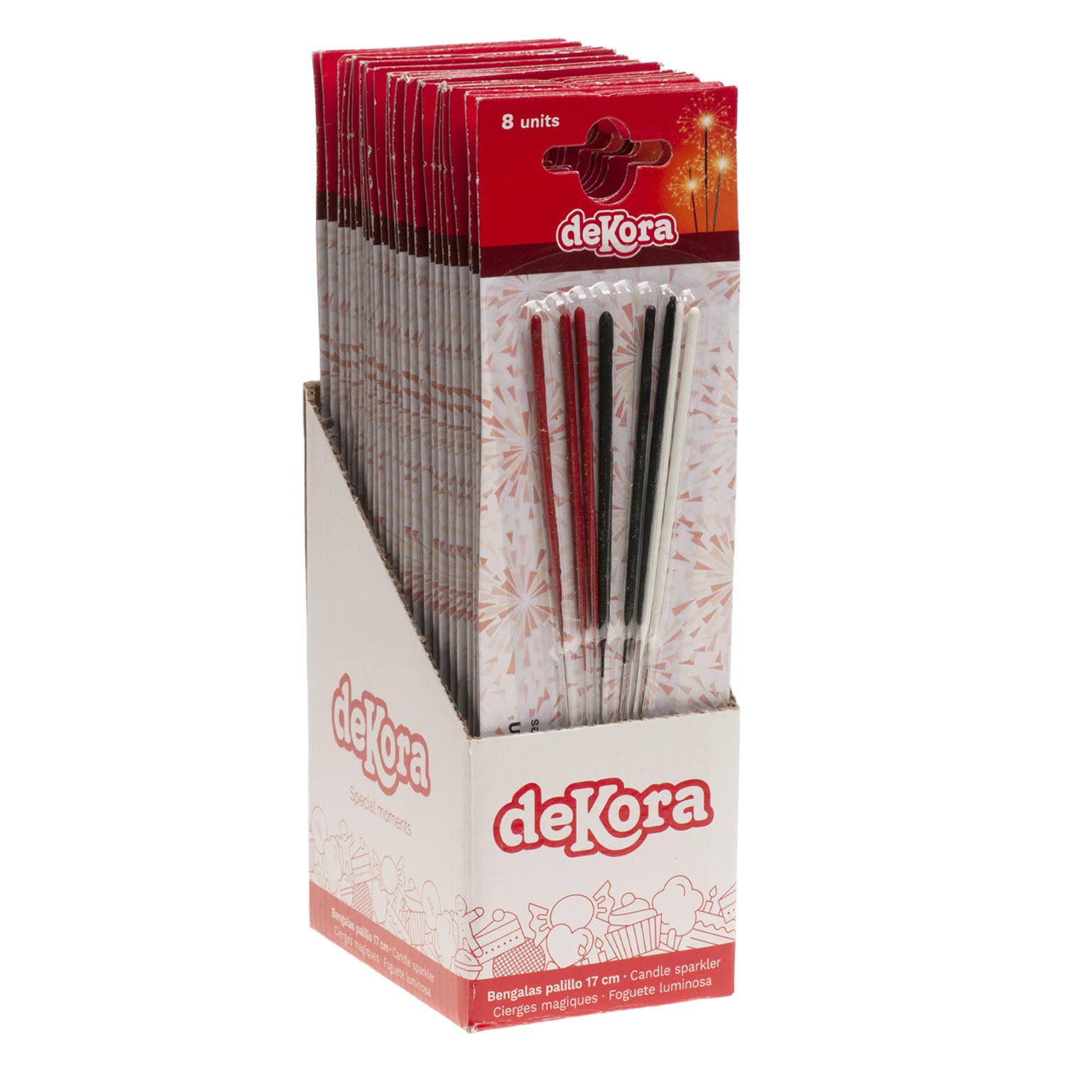 dekora - Wholesale Cake/Cupcake Topper - BLISTER 8 FLARES COLORED TOOTHPICK 17CM3
