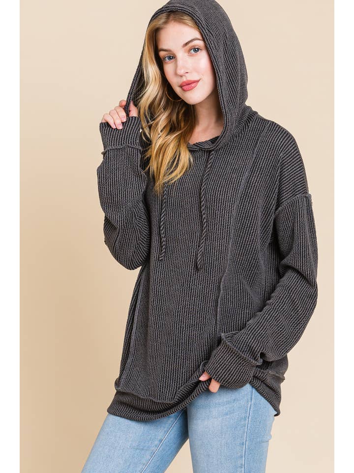 BOMBOM - Wholesale Hoodie - Women's - TL1888 SOLID RIBBED HOODIE20