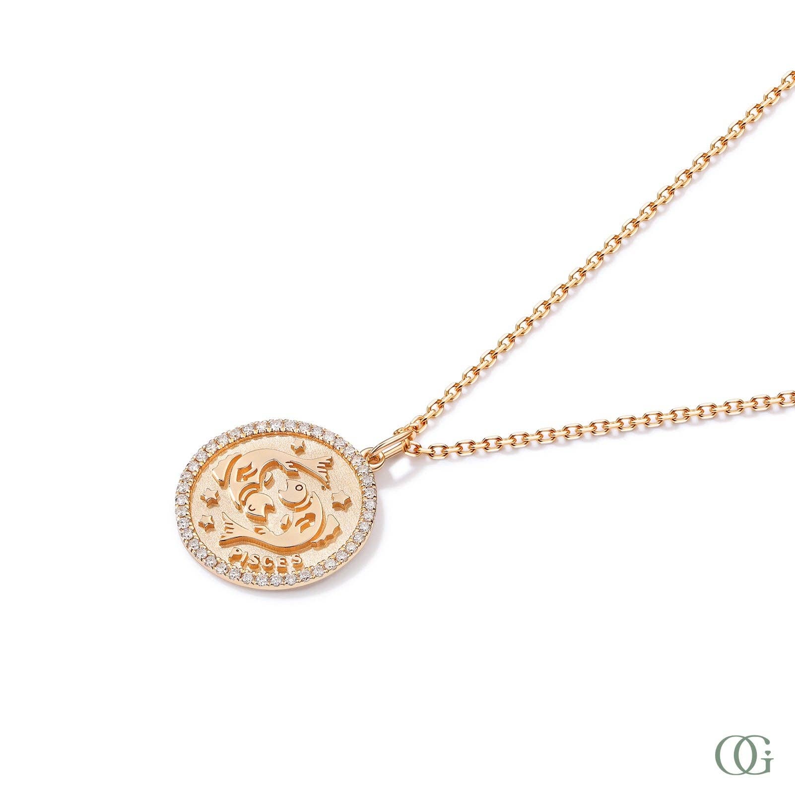 Orchid Gems Fine Jewelry - Wholesale Individuele bedel/hanger - Diamanten Munt Zodiac Vissen2