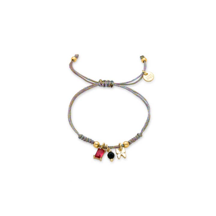 Bracelet en argent sterling 925 avec cristal vert fini en or jaune 18K - Papillon pour la vente par Luxenter