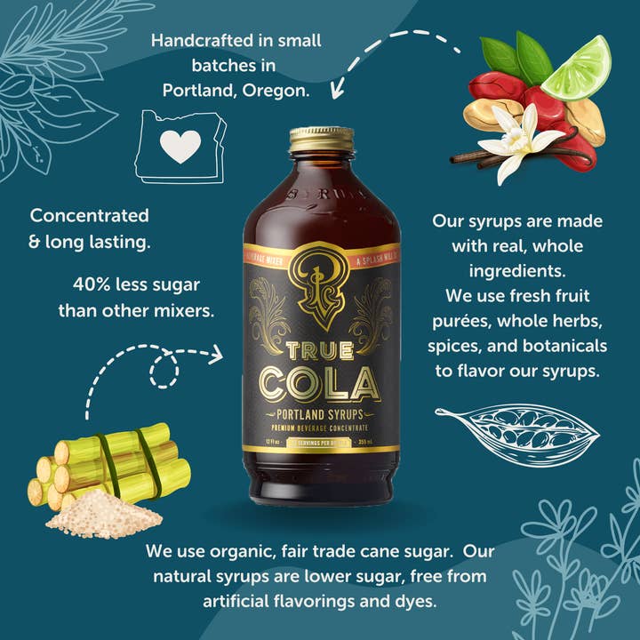Portland Syrups - Wholesale Cocktail Mix/Syrup - True Cola Syrup 12oz - cocktail / mocktail beverage mixer5