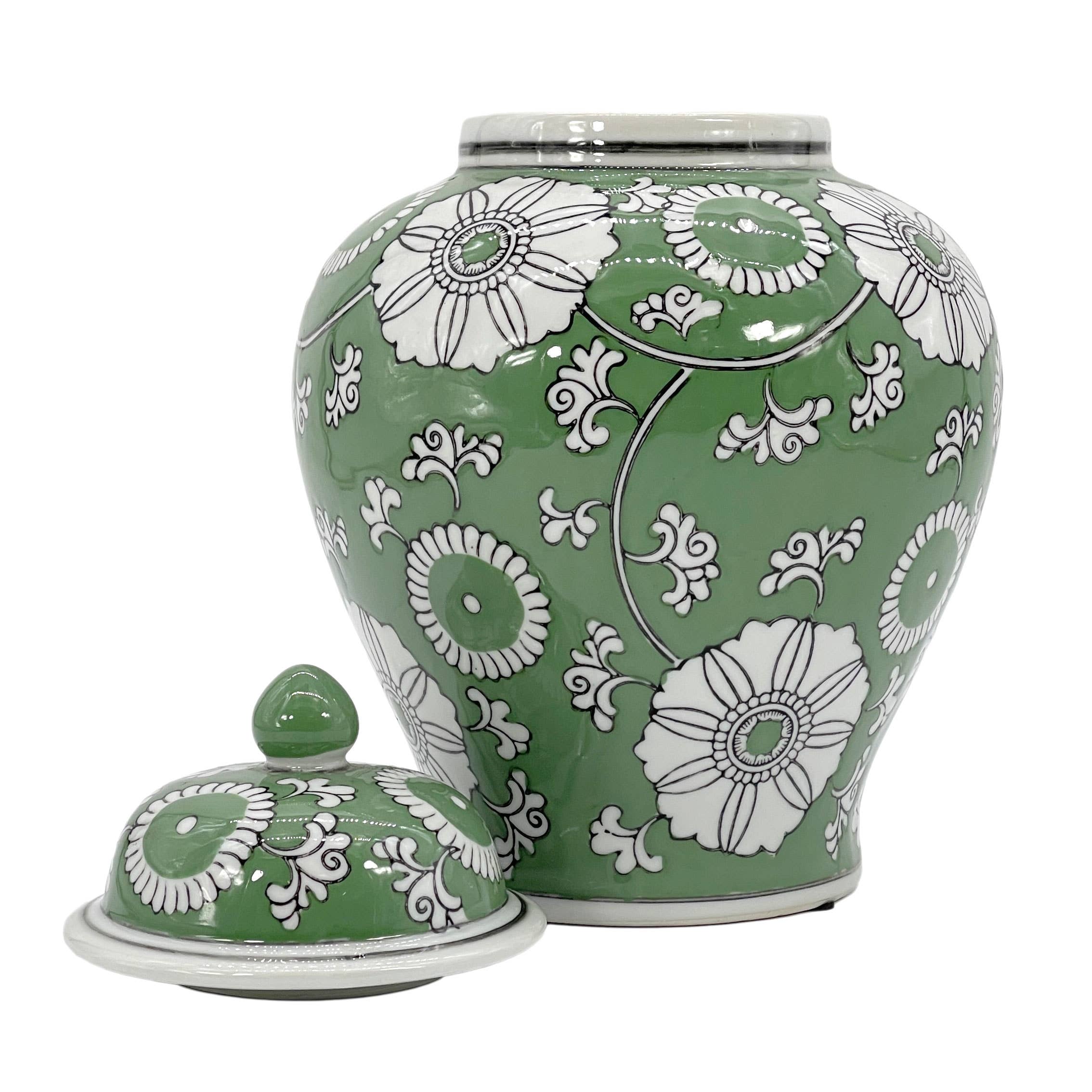 Galt International Company - Vente Bocal décoratif - Jarre en céramique chinoiserie florale 30 cm16