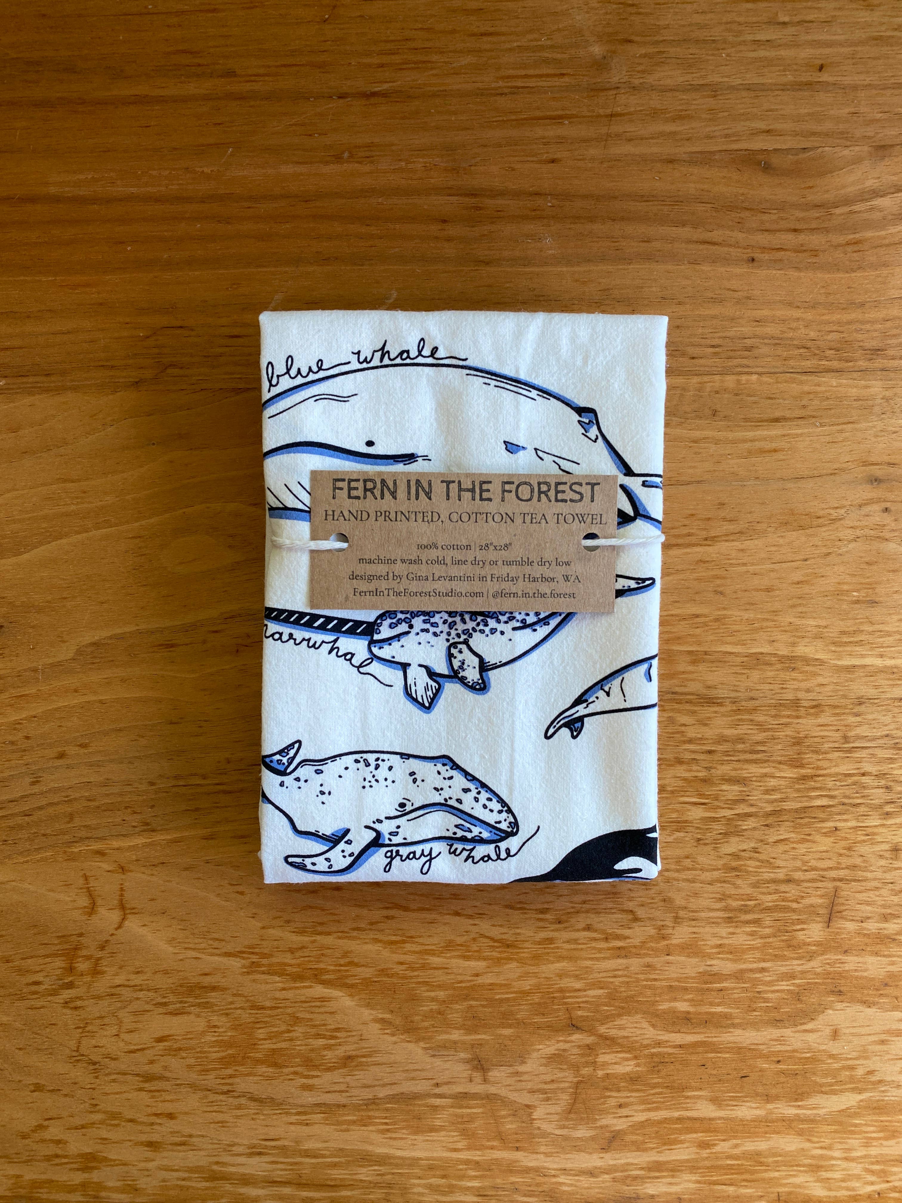 Fern In The Forest - Wholesale Tea Towel - Whale Tea Towel | Screenprinted