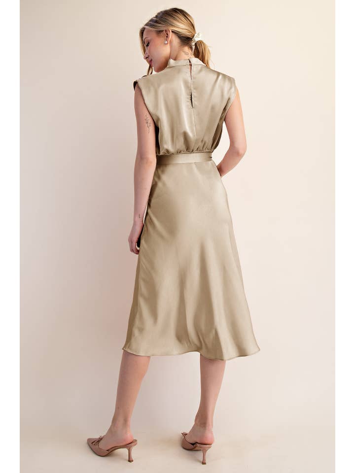 Glam - Wholesale Dress - Women's - Cowl Neck Midi Dress4