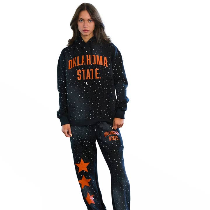 Oklahoma State Faded Rhinestone Sweat Set for wholesale by Lojo Collegiate Apparel