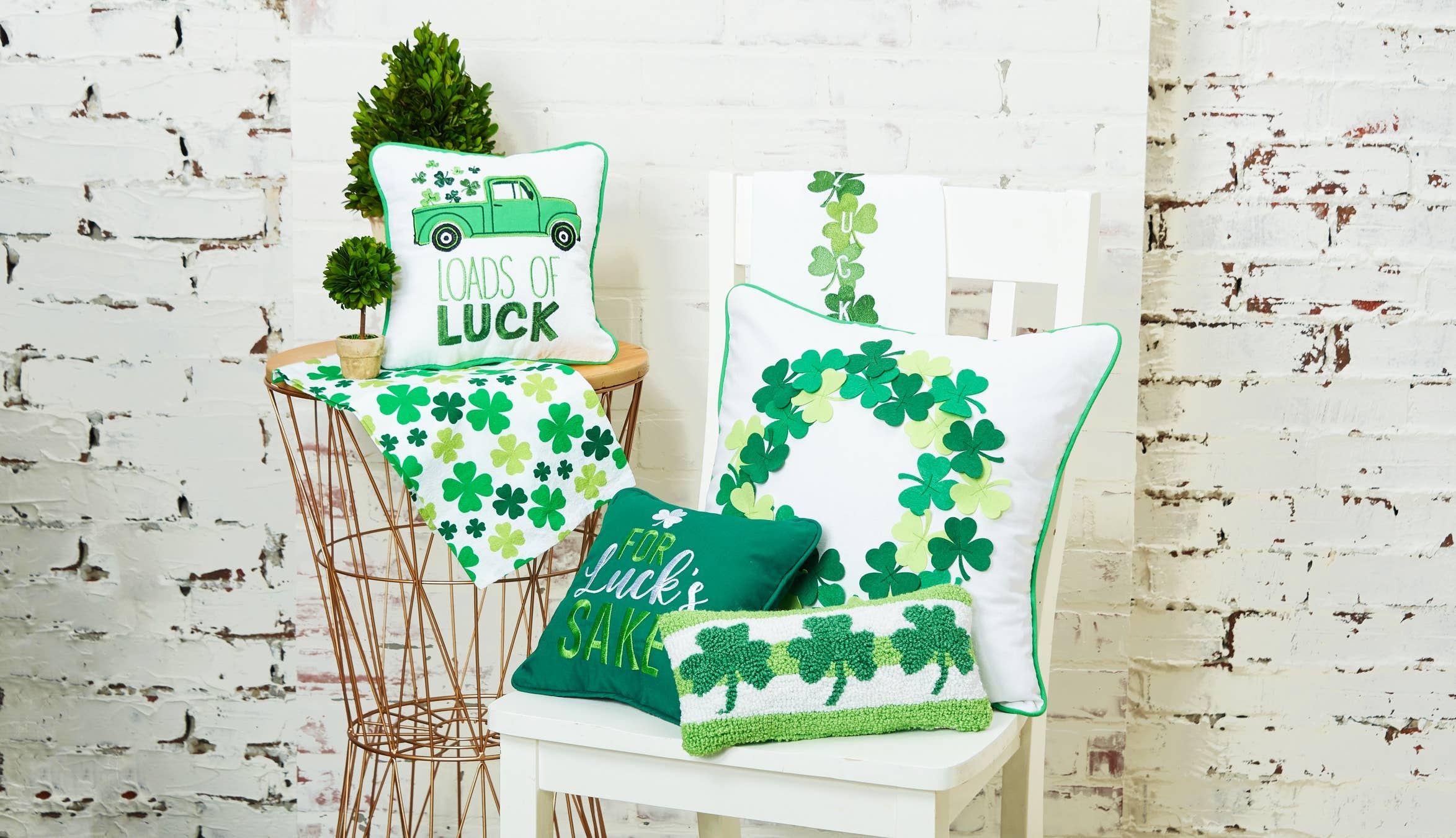 C&F Home - Wholesale Lumbar Pillow - St. Patrick's Day Clover Trio Throw Pillow1