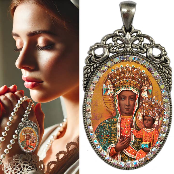 MariaSantissimaShop - Vendita all'ingrosso Collane a grani - Rosario della Madonna nera - Decorato con strass colorati2