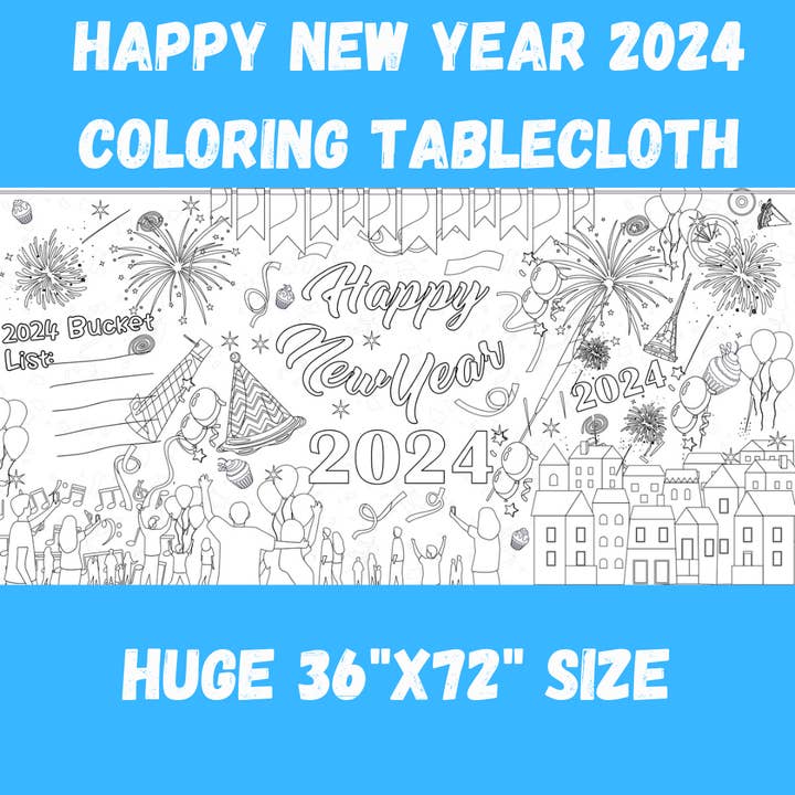 New Year's 2025 Coloring Tablecloth for wholesale by Creative Crayons Workshop