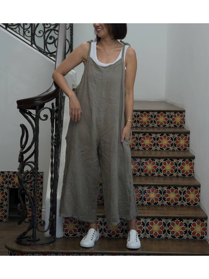 Merci Marie - Wholesale Jumpsuit - Women's - Linen Tie Shoulder Jumper #42429