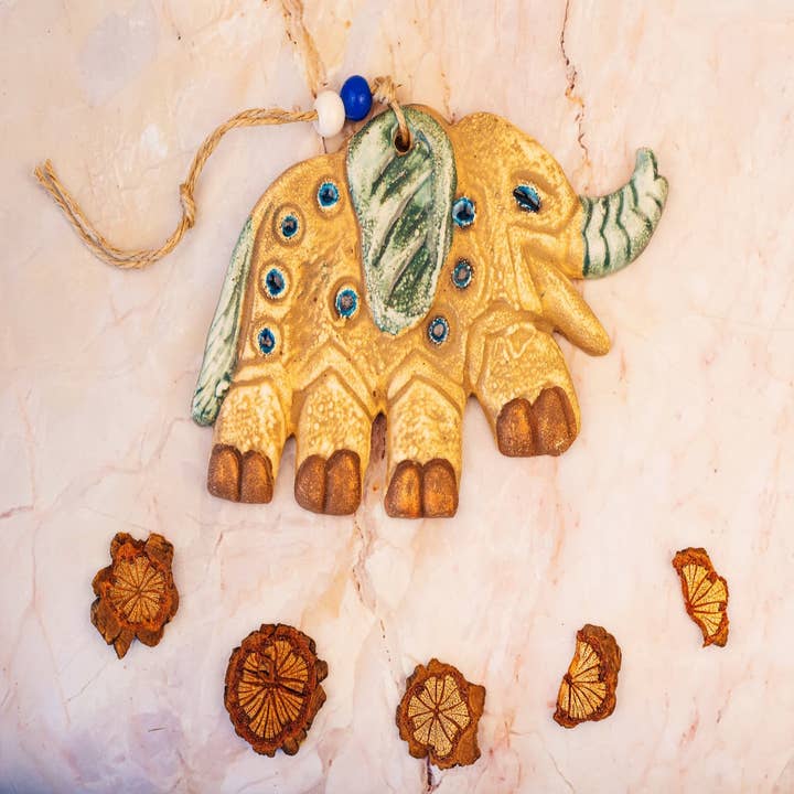 Handmade Ceramic Art Good Luck Charm Elephant Design for wholesale by CRETE TRADING INC