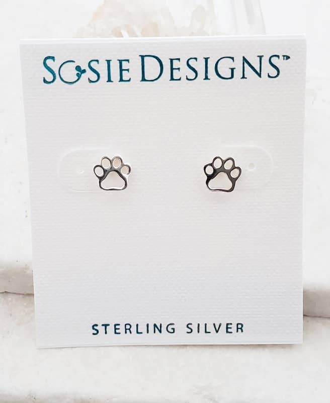 Sosie Designs - Wholesale Stud/Post Earrings - Sterling Silver Dog Paw Studs (8x7 mm)4