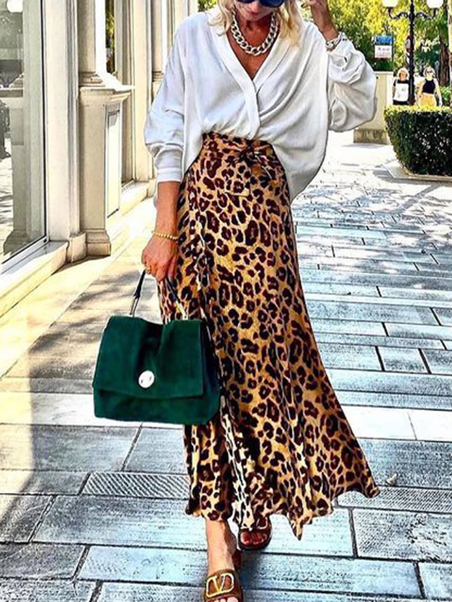 mid length leopard skirts bulk
