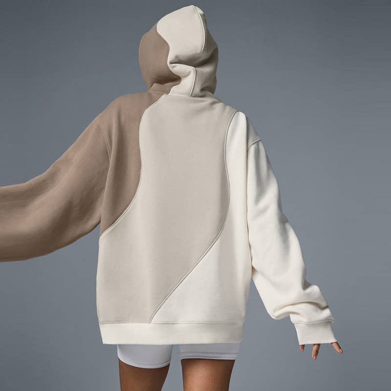 WONDERXFANS - Wholesale Hoodie - Women's - Color-Blocked Loose Casual long sleeve Hoodie Sweatshirt6